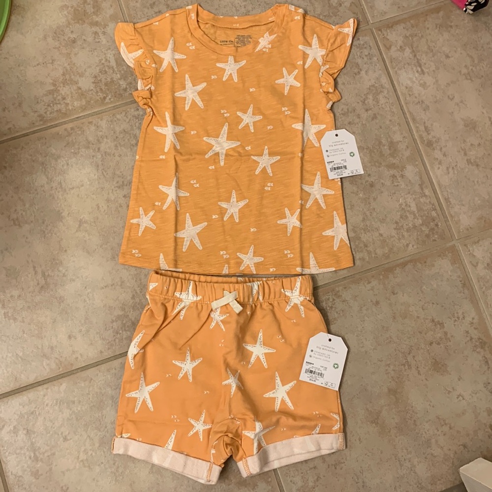 Little Co. by Lauren Conrad Ruffle Sleeve Sea Star Tee and shorts